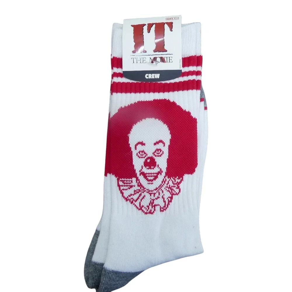 Bioworld IT The Movie Crew Socks Mens 10-13 White NWT Pennywise Clown Horror